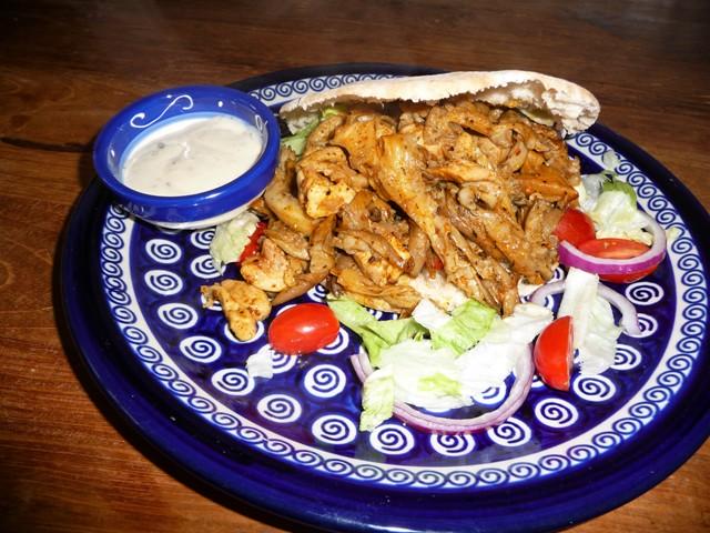 Shoarma van oesterzwammen en kip(dij)filet