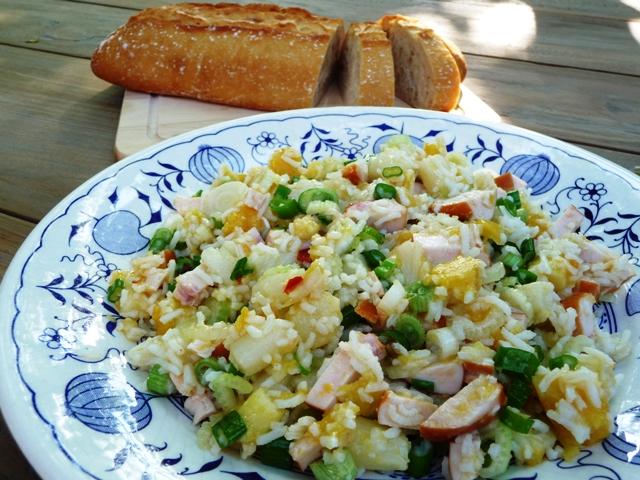 Exotische aspergesalade met mango en rijst