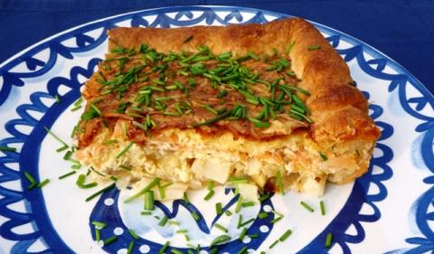 Quiche met witte asperges en gerookte zalm