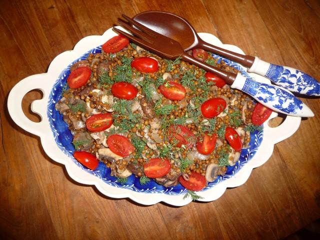 Linzensalade met champignons (Čočkový salát se žampiony)