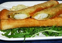 Asperge loempia met ei/pestosaus