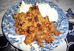 Peren crumble met walnoten (GV)