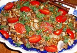 Linzensalade met champignons (Čočkový salát se žampiony)