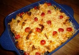 Nacho ovenschotel met pulled chicken