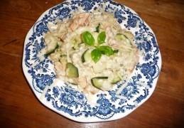 Risotto met asperges, courgette en (zalm)forel