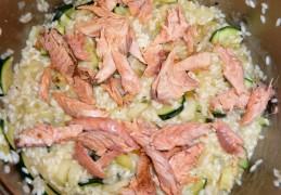 Risotto met asperges, courgette en (zalm)forel