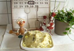 Aardappelpuree met porei en grove mosterd