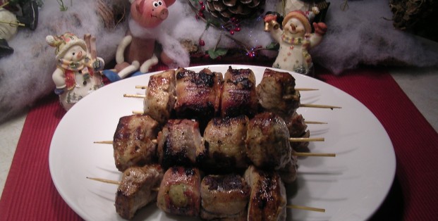 Brochette : varkenshaasje, met ....