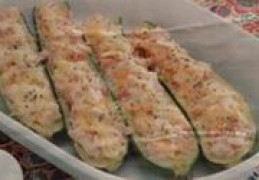 Courgettes gevuld met ham en roomkaas