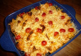 Nacho ovenschotel met pulled chicken